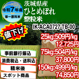 ひとめぼれ 整粒米 精白米 茨城県 R7年産【IK-ACA07273-TB-00】